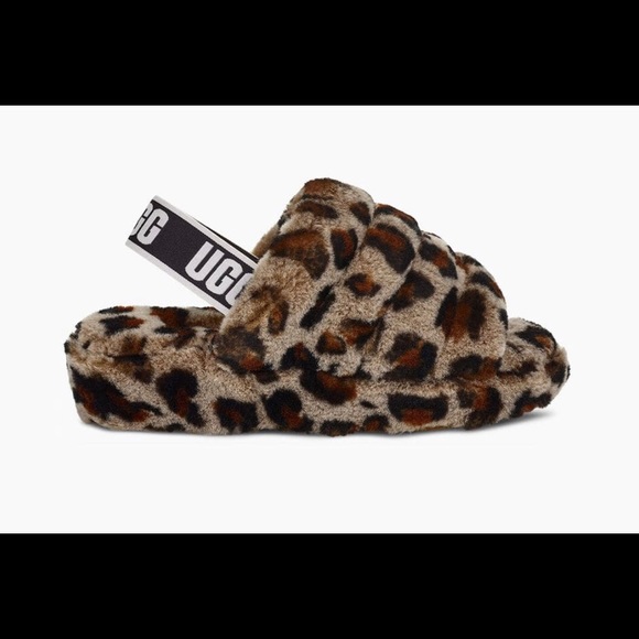 ugg fluff yeah leopard slides